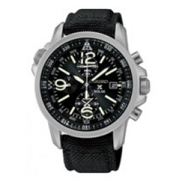 Horlogeband Seiko V172-0AL0 / SBDL031 / L0DG011J0 Leder/Textiel Zwart 21mm